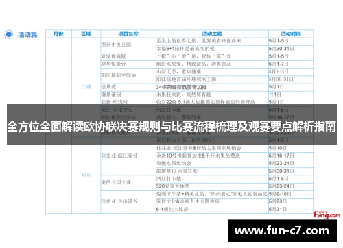 全方位全面解读欧协联决赛规则与比赛流程梳理及观赛要点解析指南